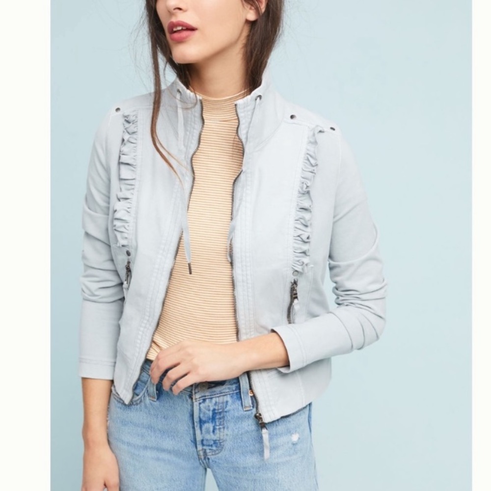 Anthropologie Zip Ruffle Jacket
